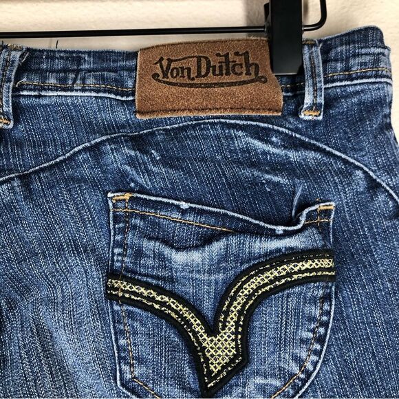 Vintage Y2K Von Dutch Low Rise Skinny Jeans Metallic Back Pocket Size 32/M - Picture 8 of 8